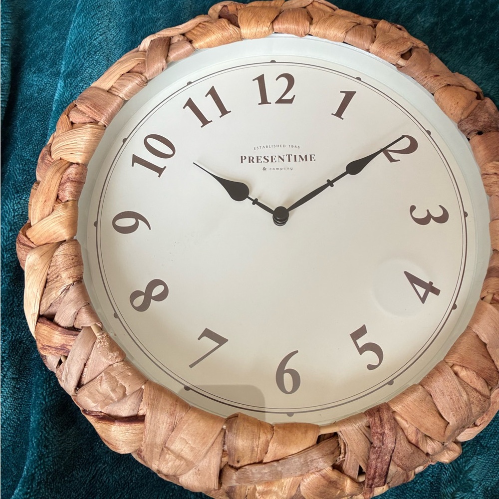Woven Wall Clock with Black Back